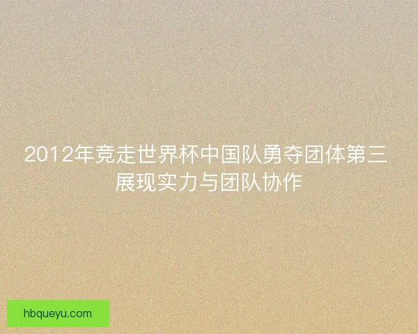 2012年竞走世界杯中国队勇夺团体第三 展现实力与团队协作